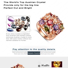 Colourful Crystal Ring 18K Rose Gold Plate Women Rings Decoration Jewelry 22 21mm Ri HQ0284