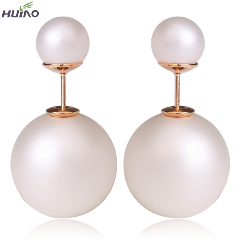Image of 2015 Cc Brinco Trendy Round New Fashion Paragraph Hot Selling Earrings Double Side Shining Pearl(15mm) Stud Big Pearl For Women