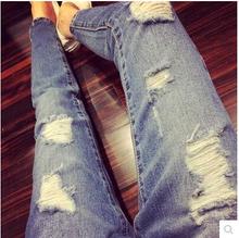 2015 New fashion women plus size vintage harem ripped hole boyfriend denim capris jeans pantalones vaqueros mujer pants trouser