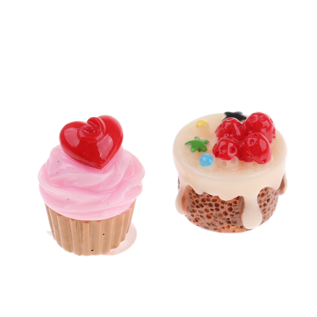 FOIBURELY 55pcs Miniature Doll House Toys Mixed Resin Decoration Bread Cake Drink Dessert