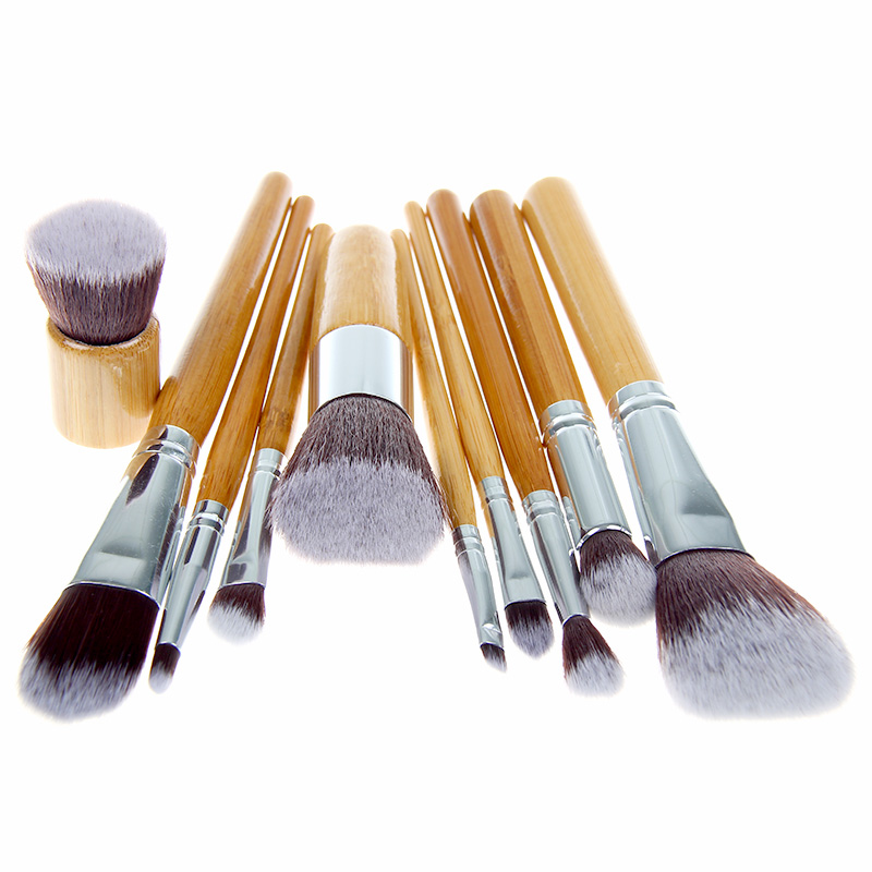 10 Pcs Pro Cosmetic Brush Set Bamboo Handle Synthetic 10 pcs pro cosmetic brush set bamboo handle synthetic