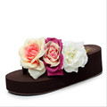 Bohemia Flowers Woman Beach Flip Flops Summer Sandals Slip Resistant Slippers Women Platform Sandals