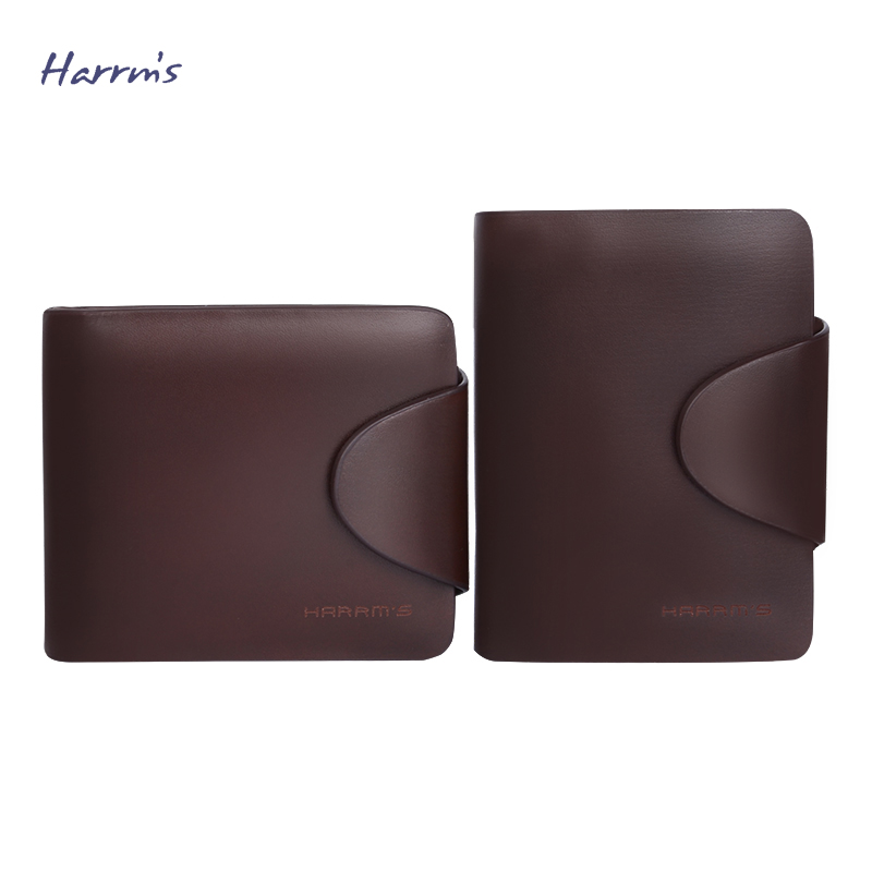 Image of Harrm's Men Wallets Famous Brand Brown Wallets Leather Purse Long /Short Purse Male Collection New High Quality