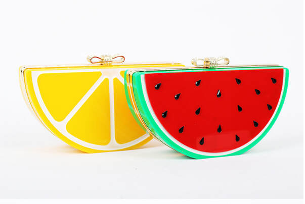 Hot Sale ! Women Acrylic Watermelon\Orange Shaped Day Clutch Evening Bag Fruit Sweet Handbag Chain Shoulder Bag 3Colors mb342