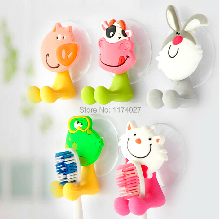 Image of Free shipping cute Cartoon sucker toothbrush holder suction hooks bathroom set accessories Eco-Friendly