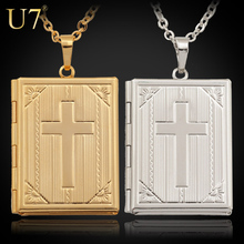 Christmas Gift! Floating Locket Cross Pendant For Women Or Men 18K Real Gold Plated Chain Necklaces & Pendants Jewelry P3116