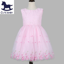 Girls Dress Children’s Princess Dresses Brand clothes Embroidered flowers Wedding Kids Dress for Girls Summer style 2-10Age