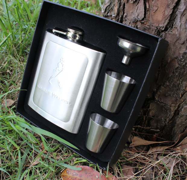 Drinkware New Hip Flask Set 8oz Men outdoor Portable Stainless Steel Flagon Wine Bottle With Gift