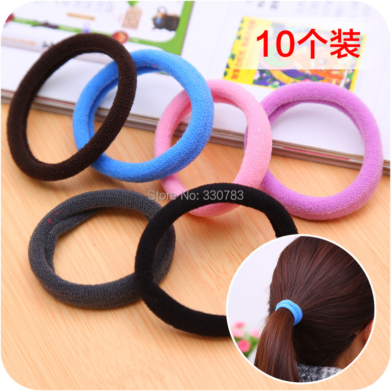 Colorful high elastic terry cloth hair band 10 mounted seamless