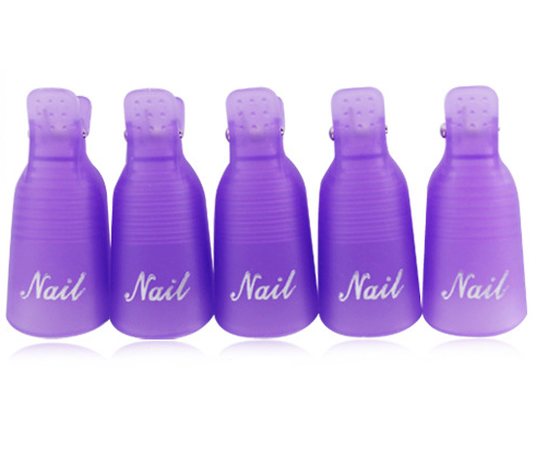 Image of 10PC Pink/White/Purple Color New Plastic Nail Art Soak Off Cap Clip UV Gel Polish Remover Wrap Tool