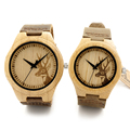Bobobird Lovers 100 Natural Bamboo Wooden Watch with Genuine Brown Leather Strap Japanese Quartz Movement Casual