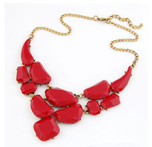Vintage Jewelry Fashion 2015 New 5 Colors Crystal Resin Statement Necklace Pendants For Women Collier Femme
