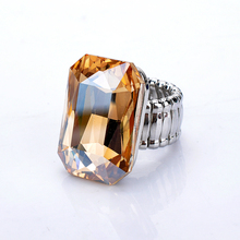 Personality Elegant Big Rings For Women 7 Colors Big Glass Stone Fashion Elastic Stretch Finger Rings