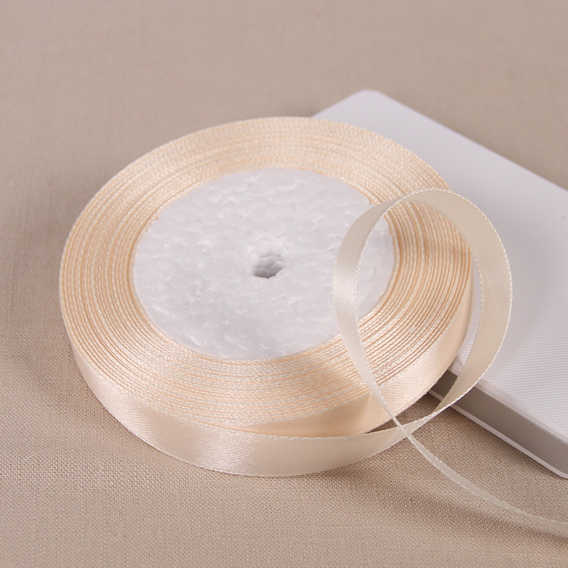 Description Picture 6 of item25 Yards 6/10/12/15/20/25/32/38/50/75mm Beige Color Polyester Satin Ribbon for Wedding Party Decoration&DIY Gift Wrapping Ribbon