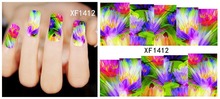 1sheets DIY Decals Mixed Purple Colors Lotus Flower Decals Water Transfer Full Colors Nail Art Stickers