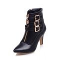 Brand New Hot Sales Women Nude Ankle Boots Red Black Buckle Ladies Riding Spike Shoes High