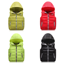 2016 new unisex hooded down vest children clothing autumn winter jacket liner 80 White duck down