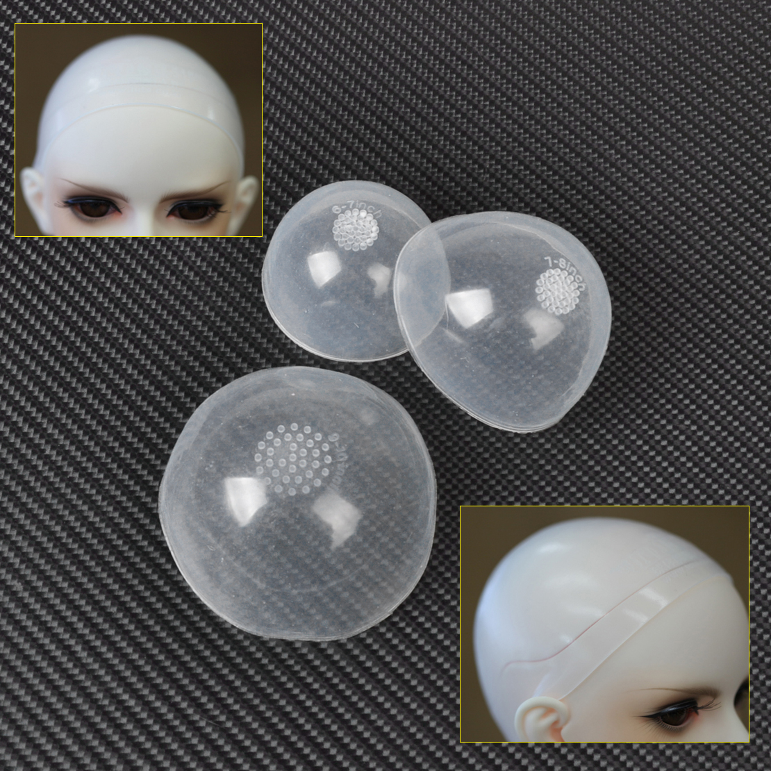 5 pcs 7-8" Silicon Wig Cap for MSD 1/4 Bjd  Doll Head Protection Cover