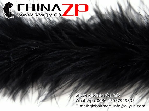 Marabou Boas, 2 YARDS - BLACK Marabou Feather Boa 25g