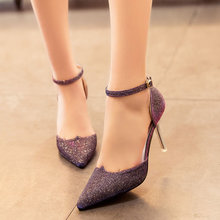 New Fashion Ladies High Heels Buckle Strap Women Pointed Toe Shoes Stiletto Gorgenous Ladies Shoes#HR168
