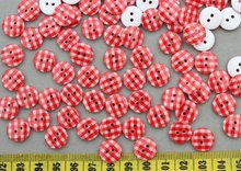 500pcs Resin chequer Round 2 holes Children Candy Buttons 13mm gingham print laser print resin smooth touch