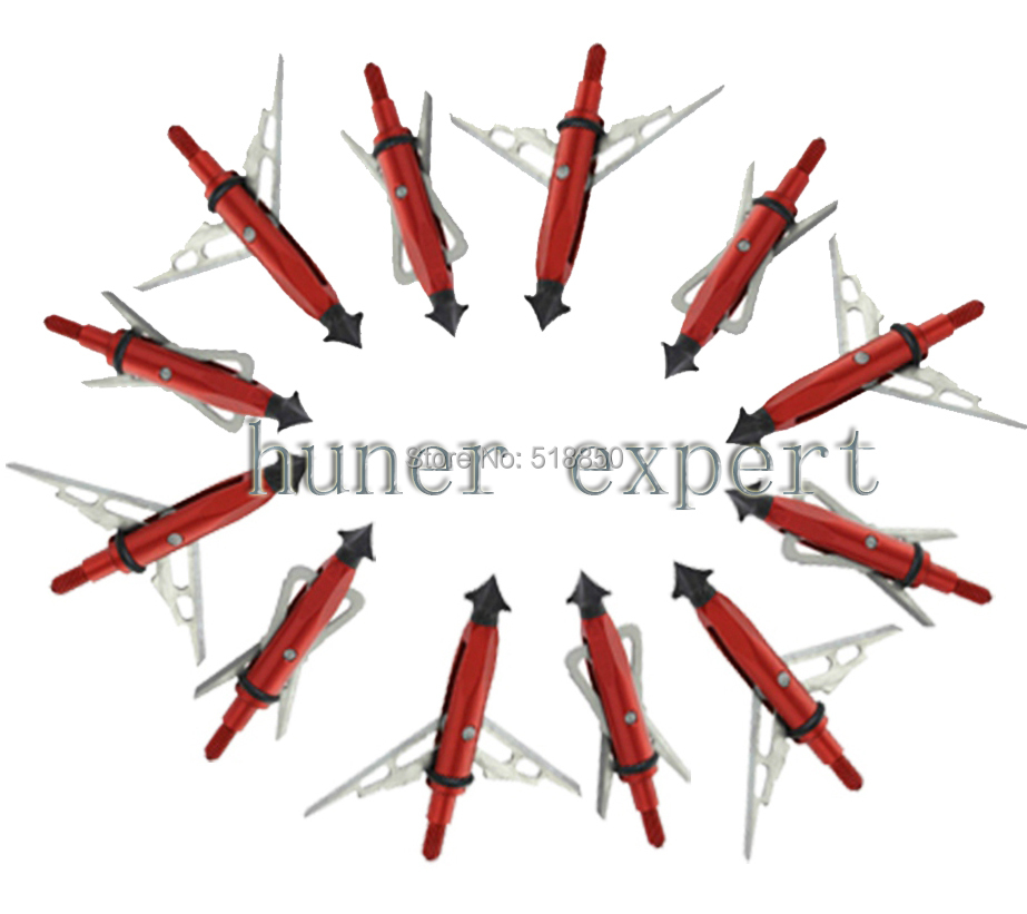 compound bow hunting arrow broadhead 2'' cutting carbon arrow tips w/2 blades 100 grain 12pcs free shiping