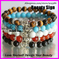 4set 20pcs A lot nature turquoise beads and tiger eye beads agate buddha shape popular beads