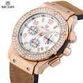 MEGIR Auto Date Casual Men Or Women Dress Watch Rose Gold Diamond Crystal Watches Chronograph Waterproof