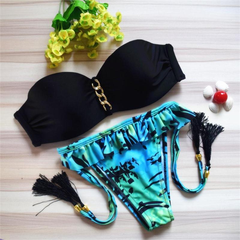 Image of 2016 New Fashion Sexy Strapless Bikini Sets Push Up Swimsuit Bathing Suit Brazilian Women Swimwear Biquini Maillot De Bain B010