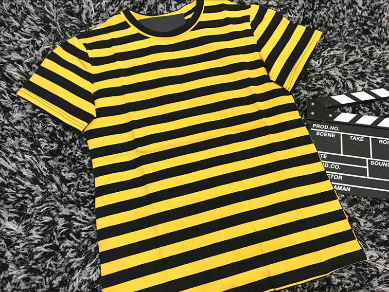 yellow and black striped t shirts