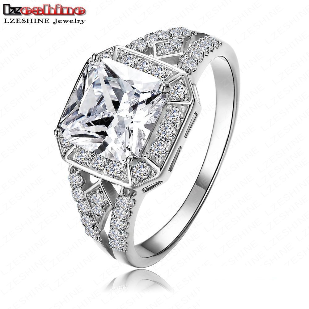 LZESHINE Big Promotion Exquisite 18K Gold/Platinum Plate Micro Inlay Clear AAA Cubic Zircon Couple K