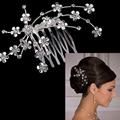 Women Girls Bridal Wedding Silver Crystal Rhinestone Diamante Flower Hair Clip Comb Pin Apparel Accessories Headwear