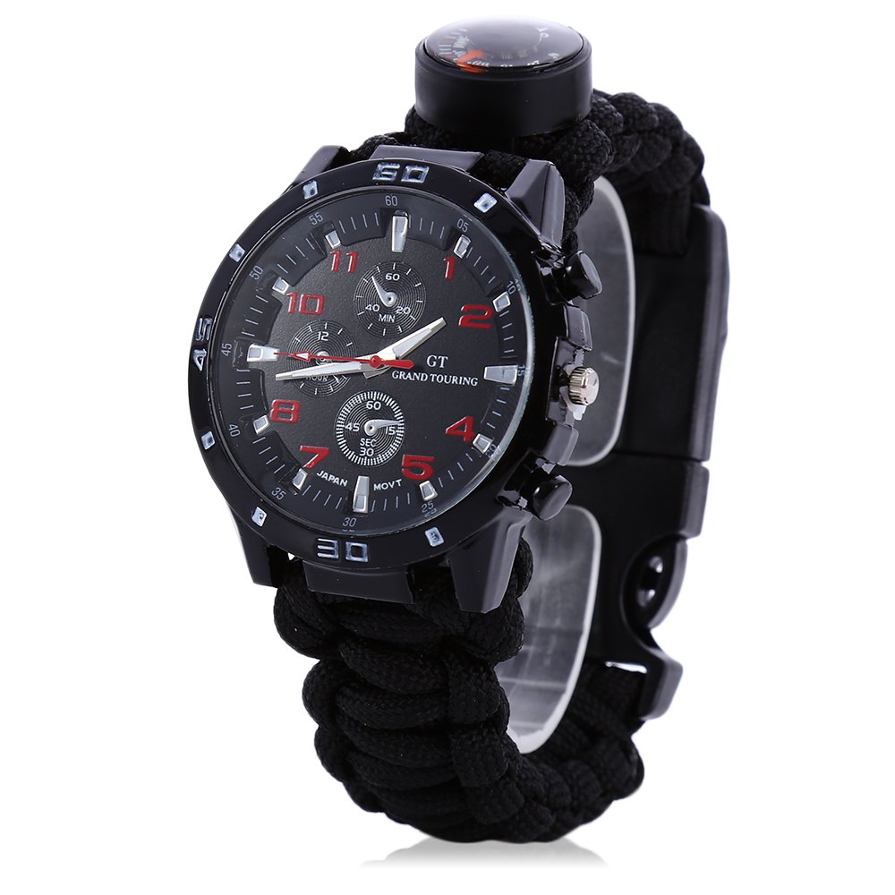 Image of High Quality Multifuctional 6 in 1 Survival Paracord Bracelet Compass Watch With Hiking 4 Colors For Outdoor Hiking