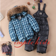 High quality brand children’s winter clothing set boys girls down jacket warm light cotton trousers sale