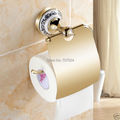 Free Shipping Wholesale and Retail Luxury Golden Toilet Paper Holder With Cover Wall Mounted Waterproof Paper