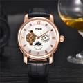 MCE Fashion Tourbillon Golden Wrist Watches Leather Watchband Luxury Brand Men Clock Moon Phase Mechanical Watch