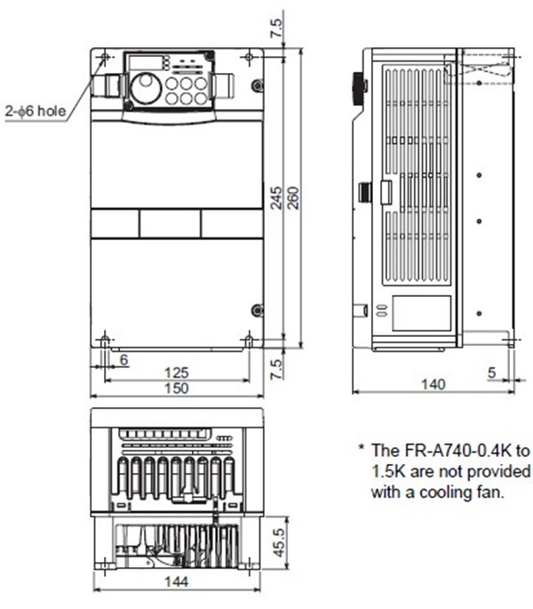 FR-A740-3.7K-CHT dimensions