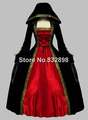 Gothic Black and Red Euro Court Period Dress Stage Costume with Hood stage Dress Gothic Victorian