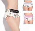 Pretty Floral Print Menstrual Period Panty Lace Patchwork Leakproof Panty Brief Women Special Day Underwear
