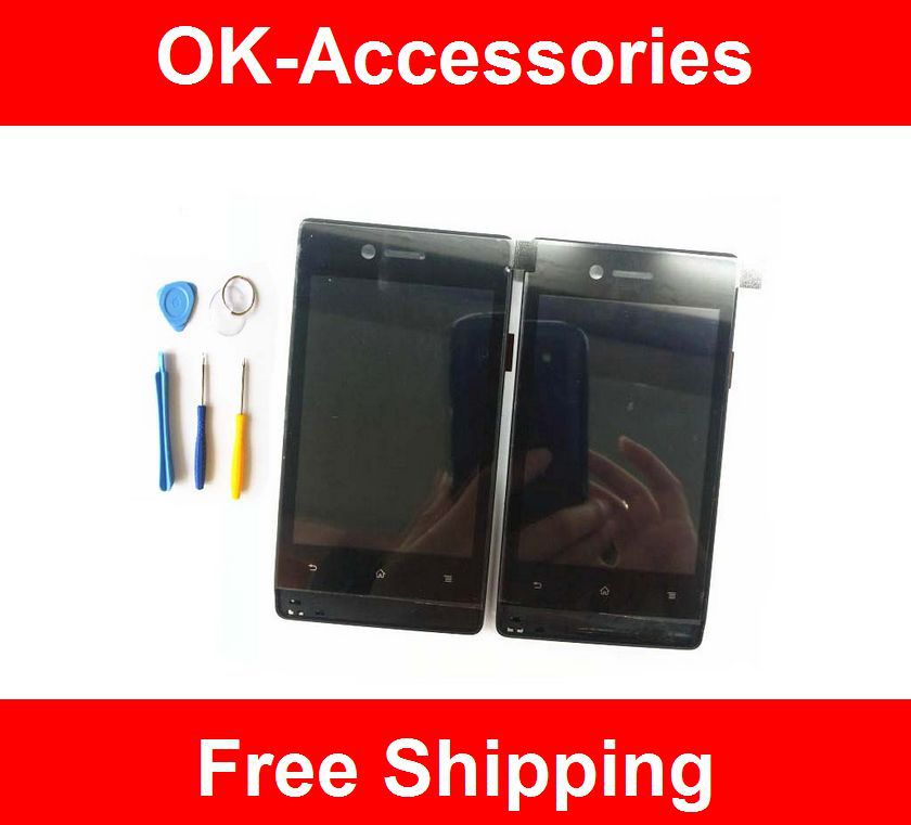 For Sony Ericsson Xperia Miro ST 23 ST23i Touch Screen Digitizer+LCD Display+Frame+Free Tools 1PC /Lot  Free Shipping