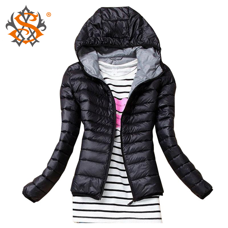 Image of 2015 Autumn Winter Women Basic Sport Jacket Coat Female Slim Hooded Brand Cotton Coats Casual Black Jackets