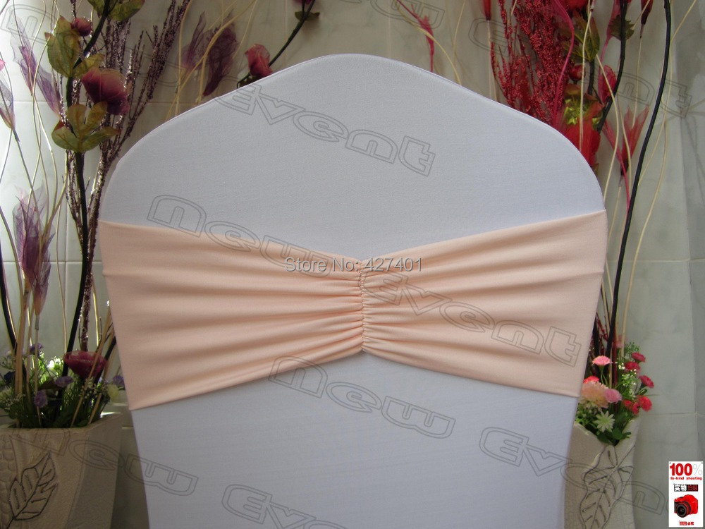 Peach Pink Ruffled Spandex Bands/Lycra Band/Expand Bands/spandex chair sash/Chair cover sash For Wedding & Banquet