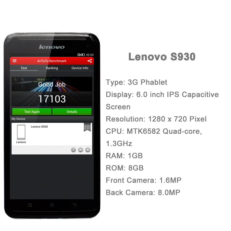 3G Original Lenovo S930 Android 4 2 Smartphone 6 0 MTK6582 Quad Core 1 3GHz RAM