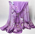 Fashion Women Chiffon Floral Printed Designer Scarf Autumn Gradient Plaid Flower Casual Silk Scarves Long Wrap