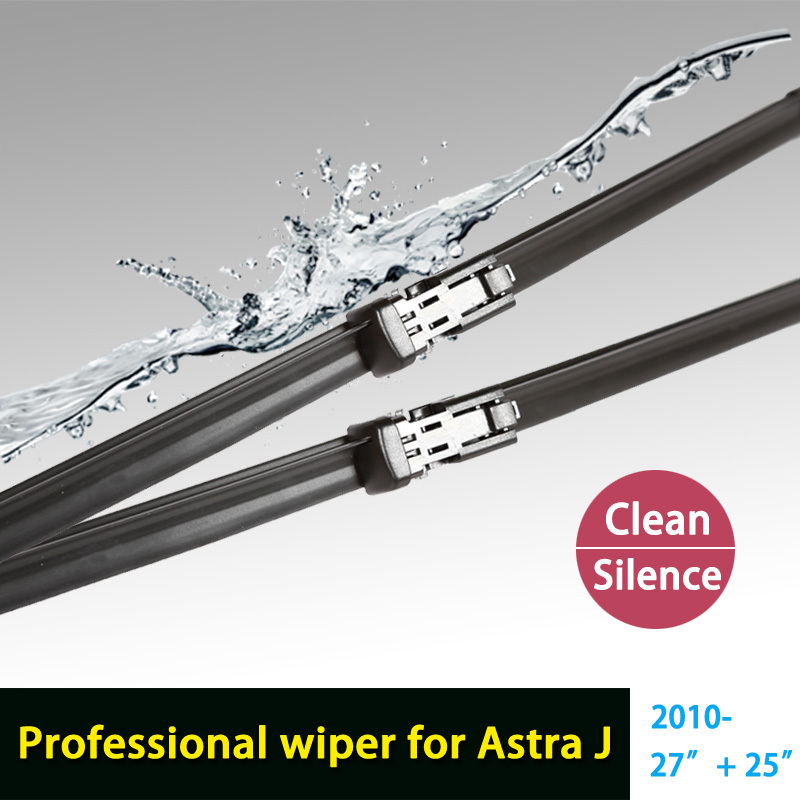 Image of Car windshield wiper blade for Opel Astra J, 27"+25"R, natural rubber, bracketless, car accessories