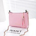 New Flap Tassel Bags Fresh Women PU Leather Shoulder Bag Candy Color Messenger Bag Ladies Mini