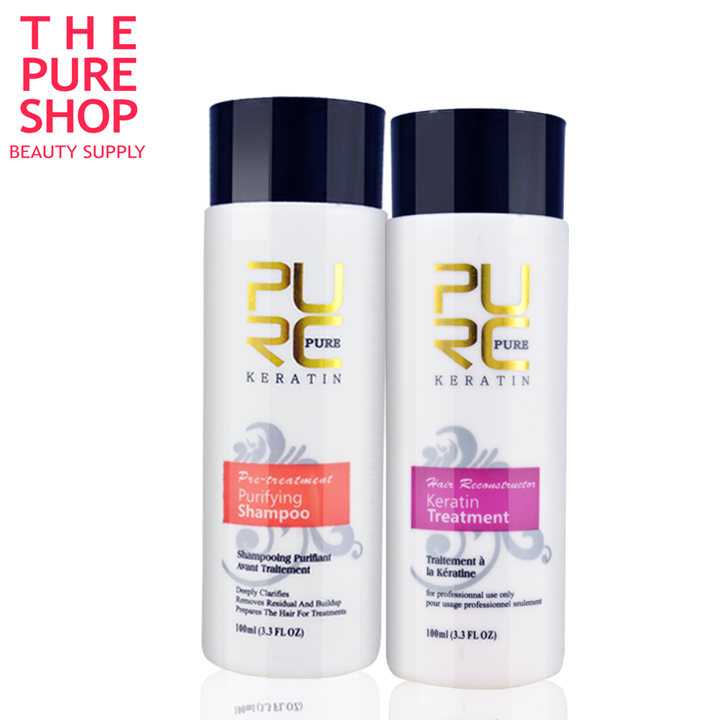 Image of keratin shampoo and keratin hair treatment 100ml x 2 set hot sale use at home make hair smoothing and shine free shipping PURC