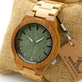 Bobobird M006 Mens Top Brand Design Green Wood Dial Full Bamboo Wooden Quartz Watches Japan 2035