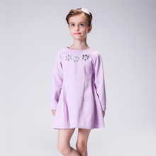 Girl Winter floral Princess dress Infant party dress 2016 red long sleeve Children Kids Dress for Girls Autumn Dresses