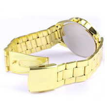 2015 HOT Fashion Women men couple Geneva steel Watch Steel Rhinestone watches Ladies Analog Quartz mechanical